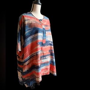 Lafayette 148 M 100% Silk BLOUSE Blue Pink